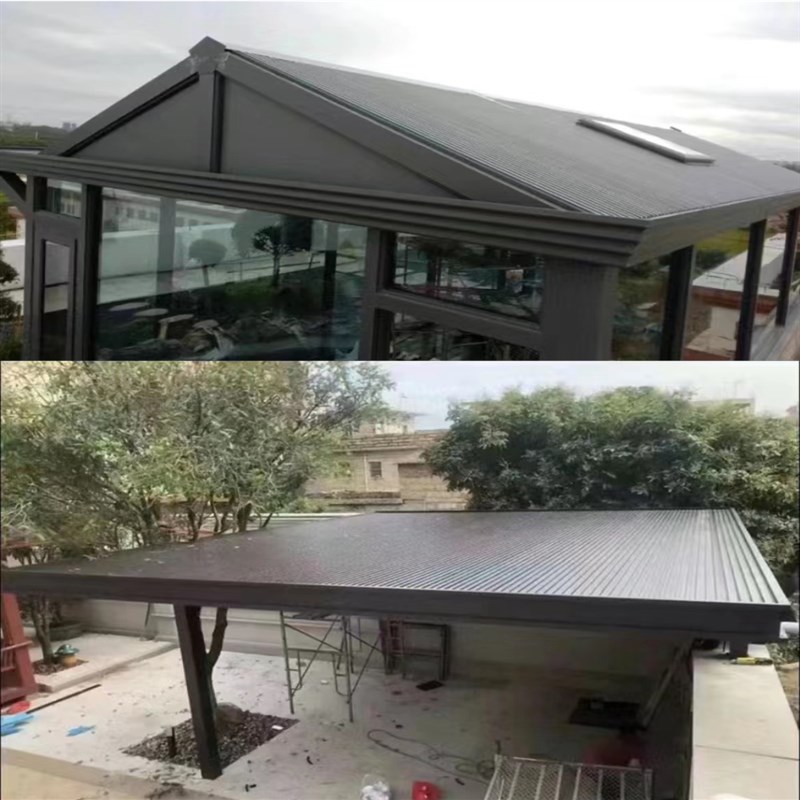 铝合金屋顶瓦双层长城波浪板雨棚阳光房防晒凉亭装饰隔热铝瓦铝材