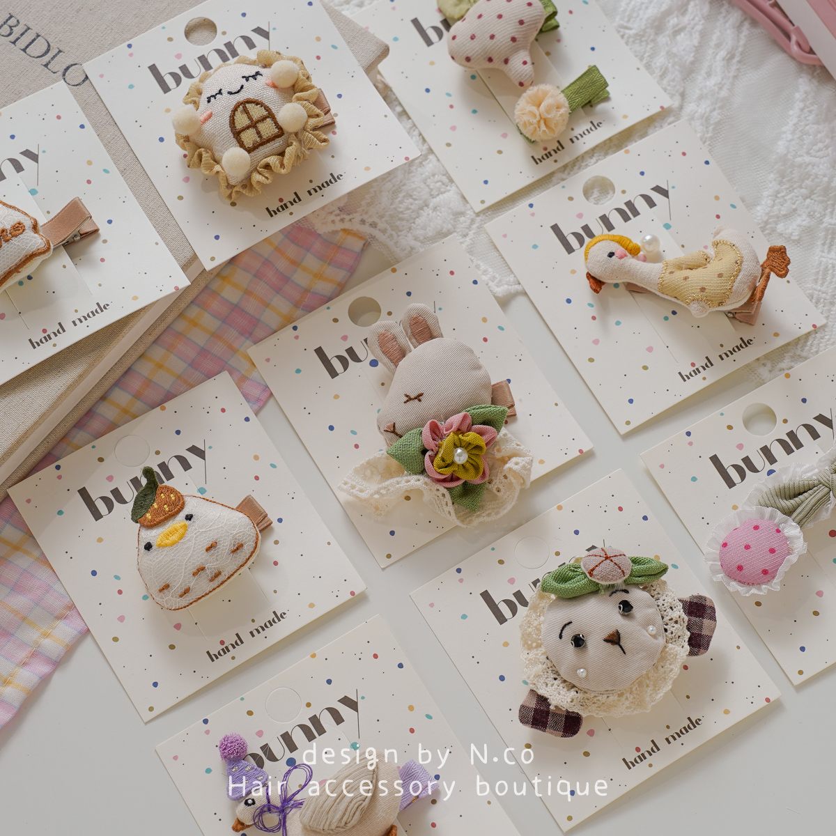 2025新款韩系小众手作布艺卡通儿童发夹小女孩刘海边夹发卡碎发夹