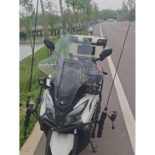 电动车钓鱼支架电瓶车摩托车鱼竿固定器路亚竿车载支架铝合金夹具