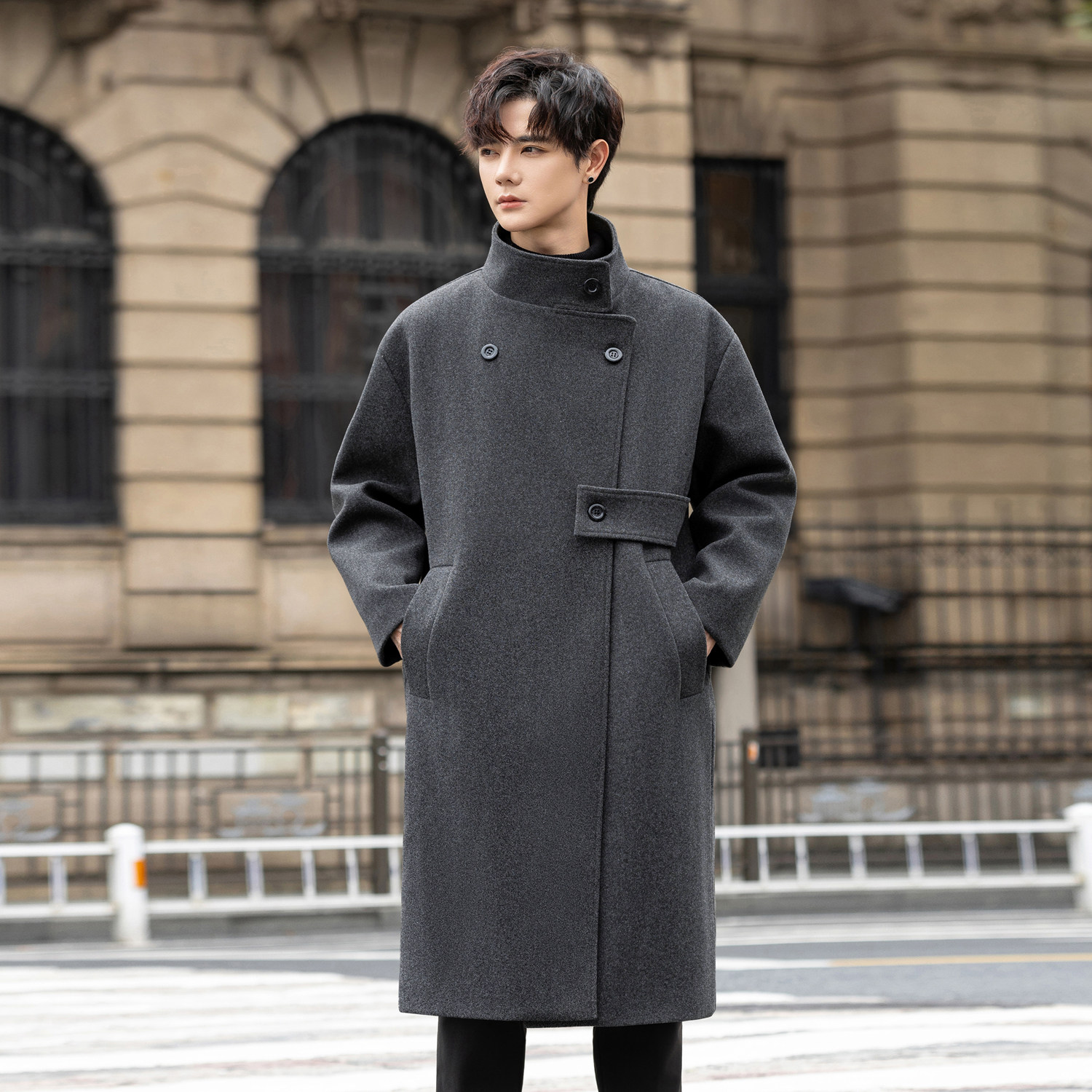 高档中长款毛呢大衣秋冬款男士过膝呢子外套轻奢英伦气质呢料外套,男装,毛呢大衣,淘宝优惠券,粉丝福利购,淘宝优惠卷