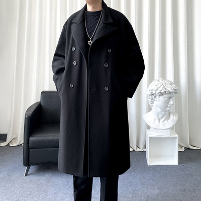 翻领毛呢大衣中长款风衣呢子外套