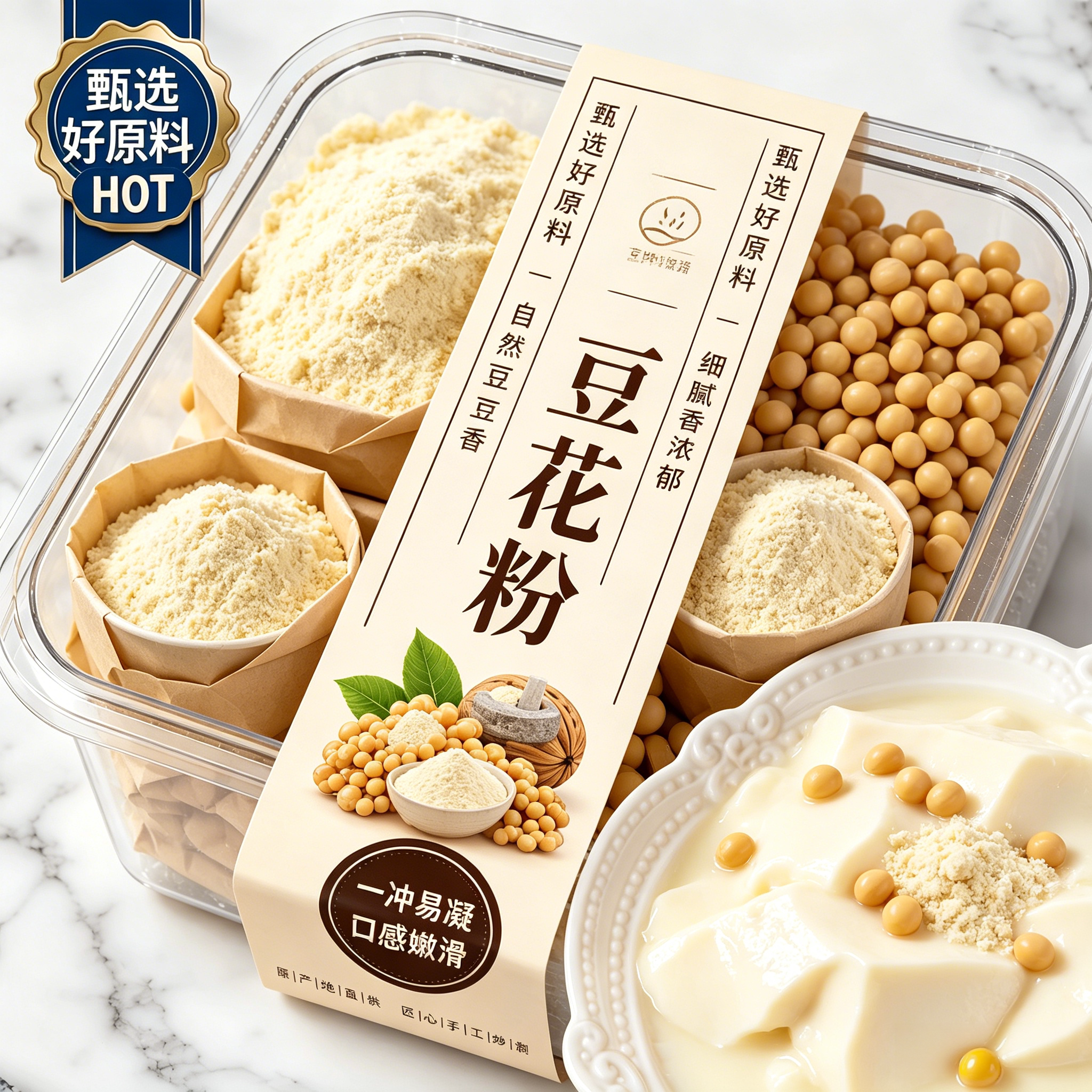 正宗豆花粉豆腐脑家用专用小包装免煮早餐布丁自制商用内酯食品