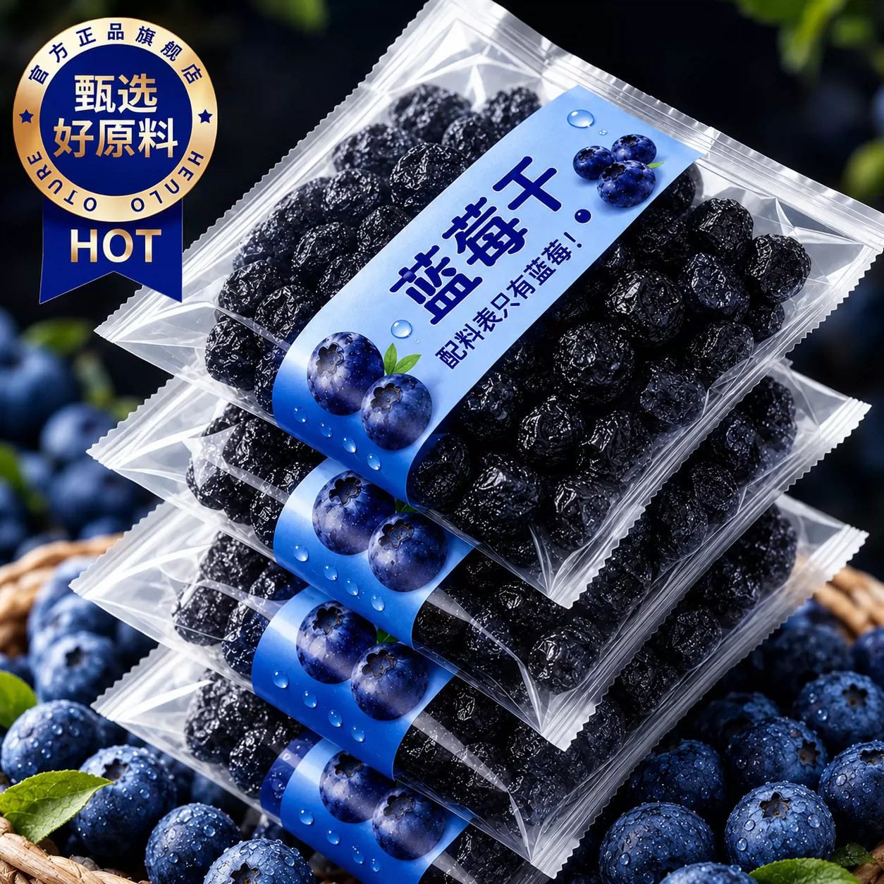 蓝莓干无糖官方旗舰店特级野生果干烘培专用新鲜蜜饯果干休闲零食