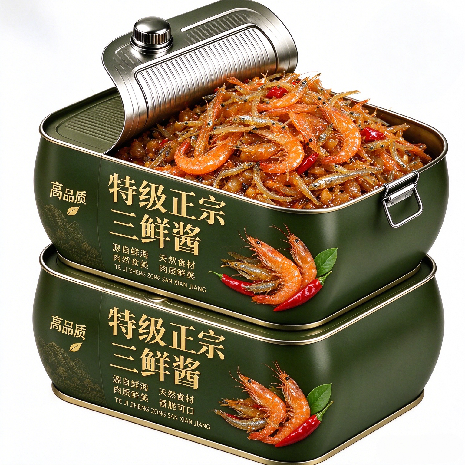 三鲜下饭酱小鱼瑶柱干贝虾仁家用风味酱学生拌饭酱海鲜XO酱三鲜酱