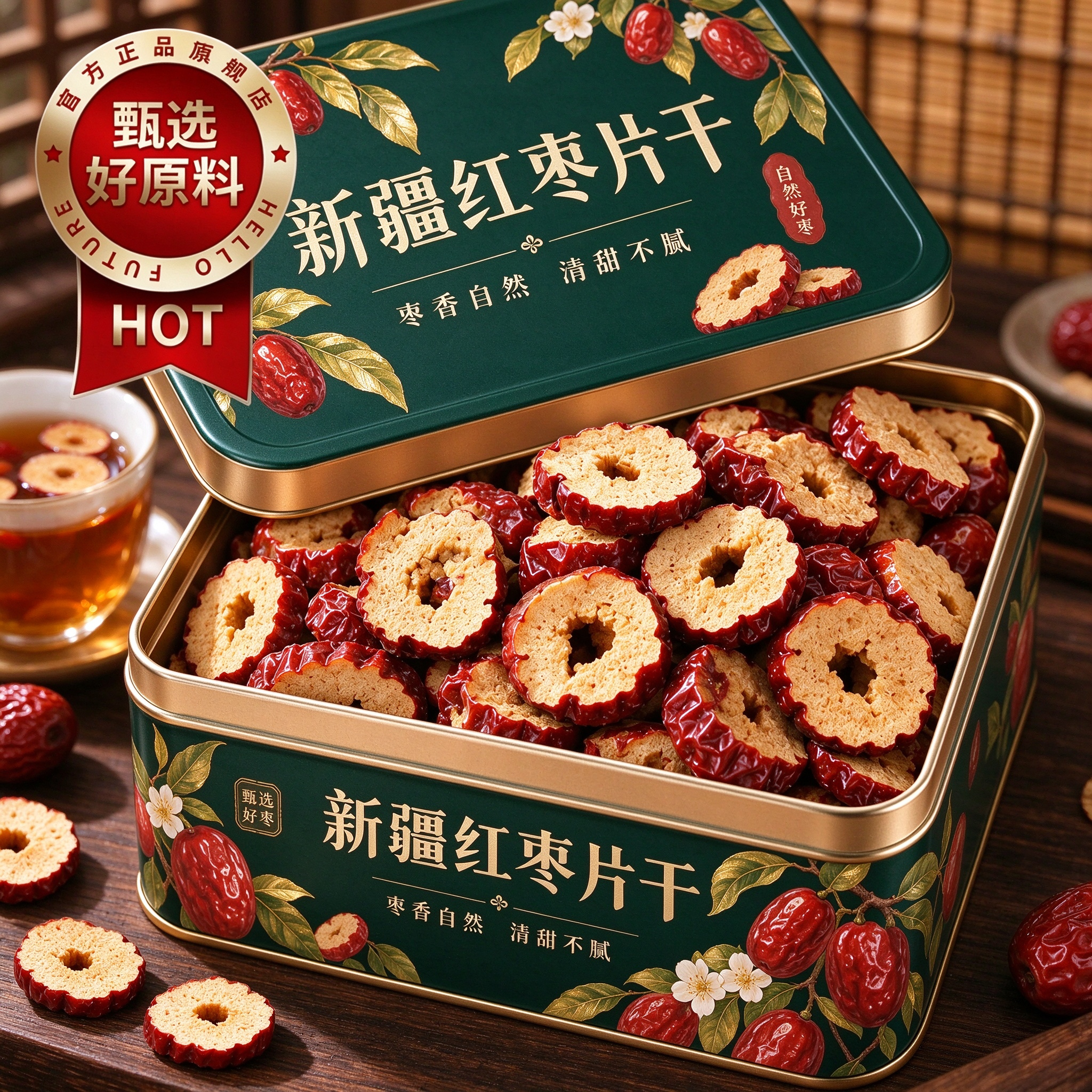 特级红枣片干正品官方旗舰店新疆无核灰枣脆枣圈干货泡茶泡水专用