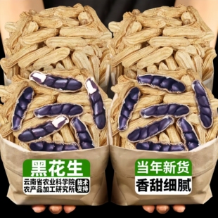 2025新货云南特产富硒黑花生带壳黑花生紫衣花生黑衣新货营养丰富