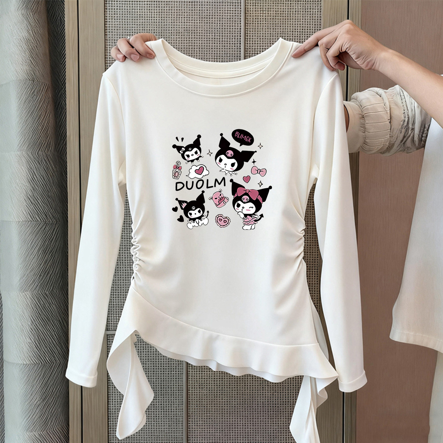 女童库洛米超好看上衣春季装薄款外穿儿童长袖t恤纯棉荷叶边体恤,童装/婴儿装/亲子装,T恤,淘宝优惠券,粉丝福利购,淘宝优惠卷