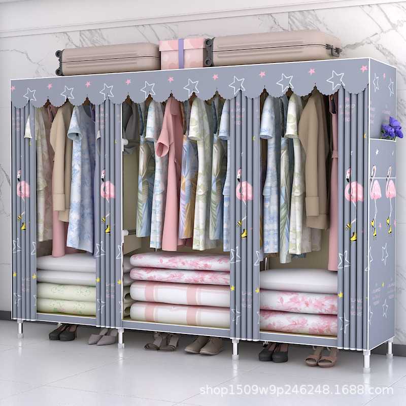 新款直销简易布衣柜现代简约加粗加固钢管组装收纳挂衣架家用经济