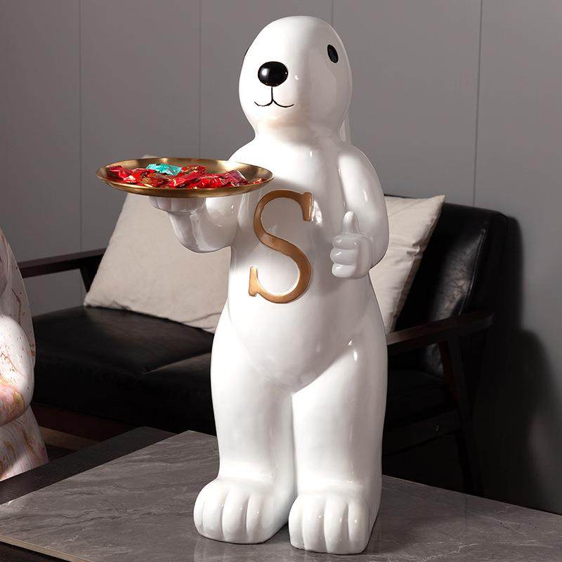 直销新款可爱兔客厅落地摆件大型家居饰品电视柜沙发旁托盘卧室乔