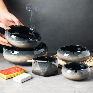 直销新款 家用客厅轻奢办 大号烟灰缸创意个性 陶瓷窑变烟缸复古中式