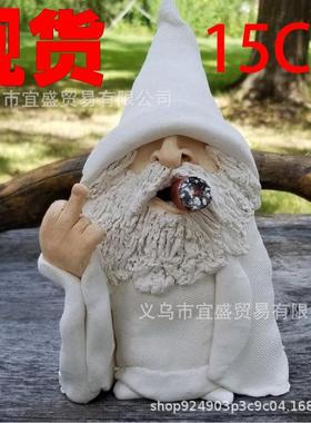 直销新款圣诞节跨境白色矮人抽烟竖中指吐舌头套装系列摆件装饰品