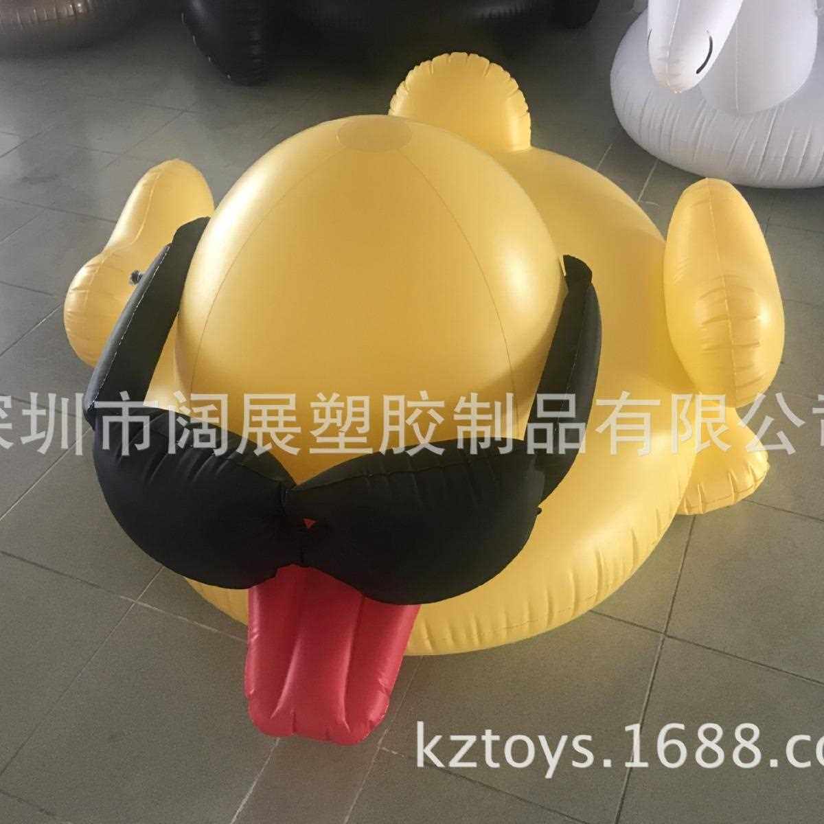 新款直销现货加厚PVC水上充气大黄鸭坐骑浮排大黄鸭游泳圈浮床