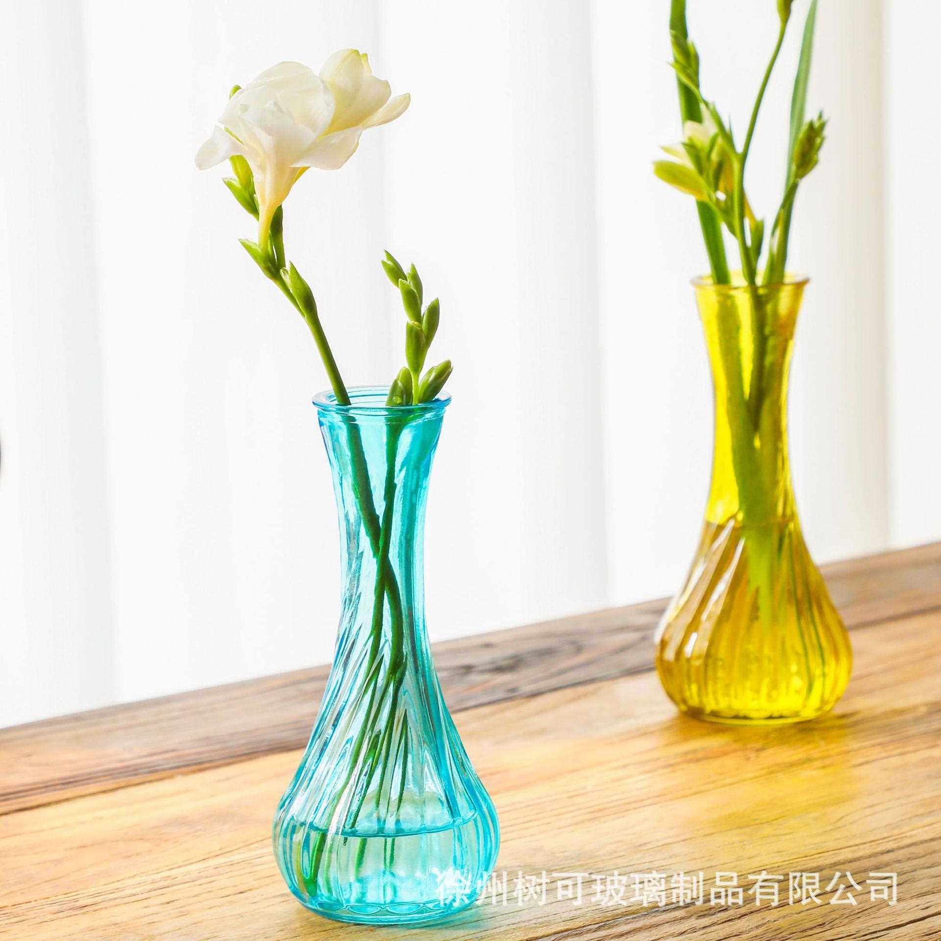 直销新款跨境欧式玻璃花瓶旋转ins风透明小号桌面水培绿植装饰摆