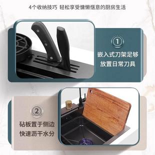 刀架款 直销新款 蜂窝压纹飞雨瀑布水槽家用不锈钢加厚5MM大单槽厨