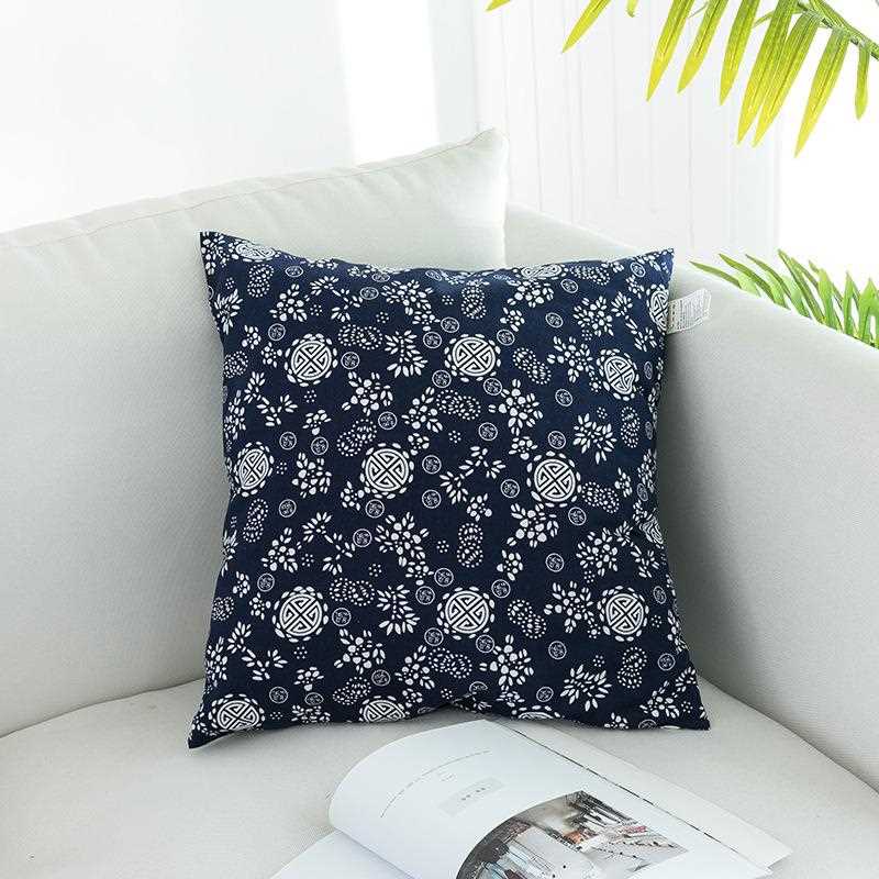 直销新款xyt青花酒吧咖啡厅中式画室民族风深复古棉麻抱枕套靠垫