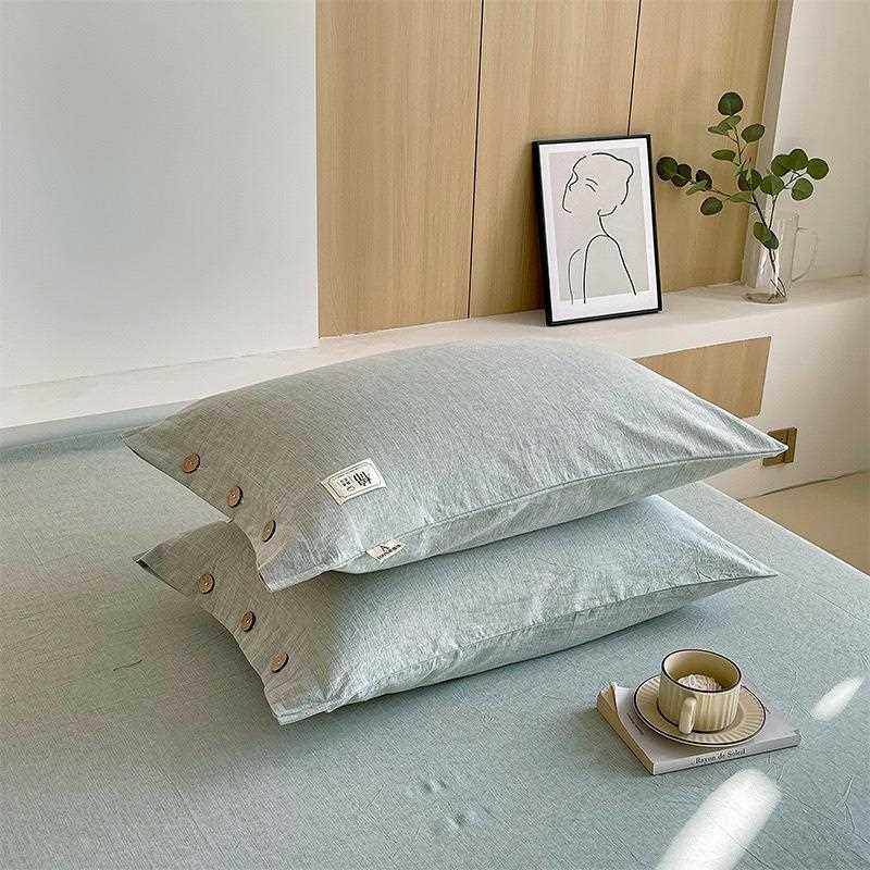 直销新款全棉A类日式简约枕头套单乳胶枕套双人家用加厚磨毛纯棉