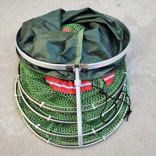 直销新款不锈钢渔户双圈刮胶鱼护加厚涂胶防挂胶不吸水钓鱼养鱼黑