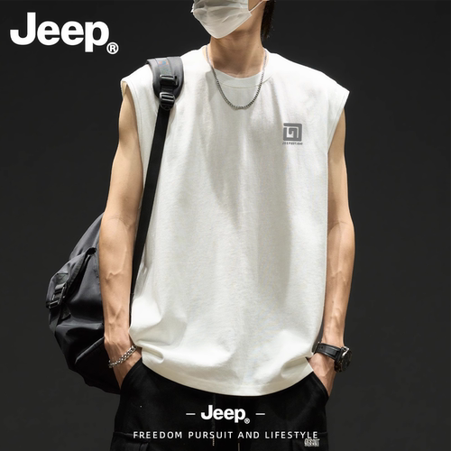 Jeep吉普纯棉男士夏季健身背心