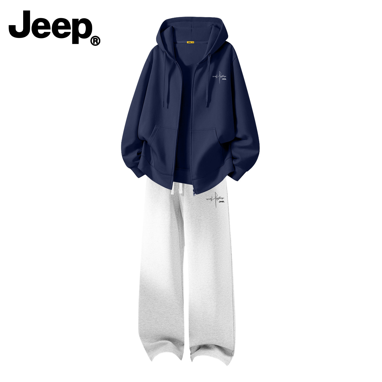 Jeep连帽拉链卫衣运动套装男