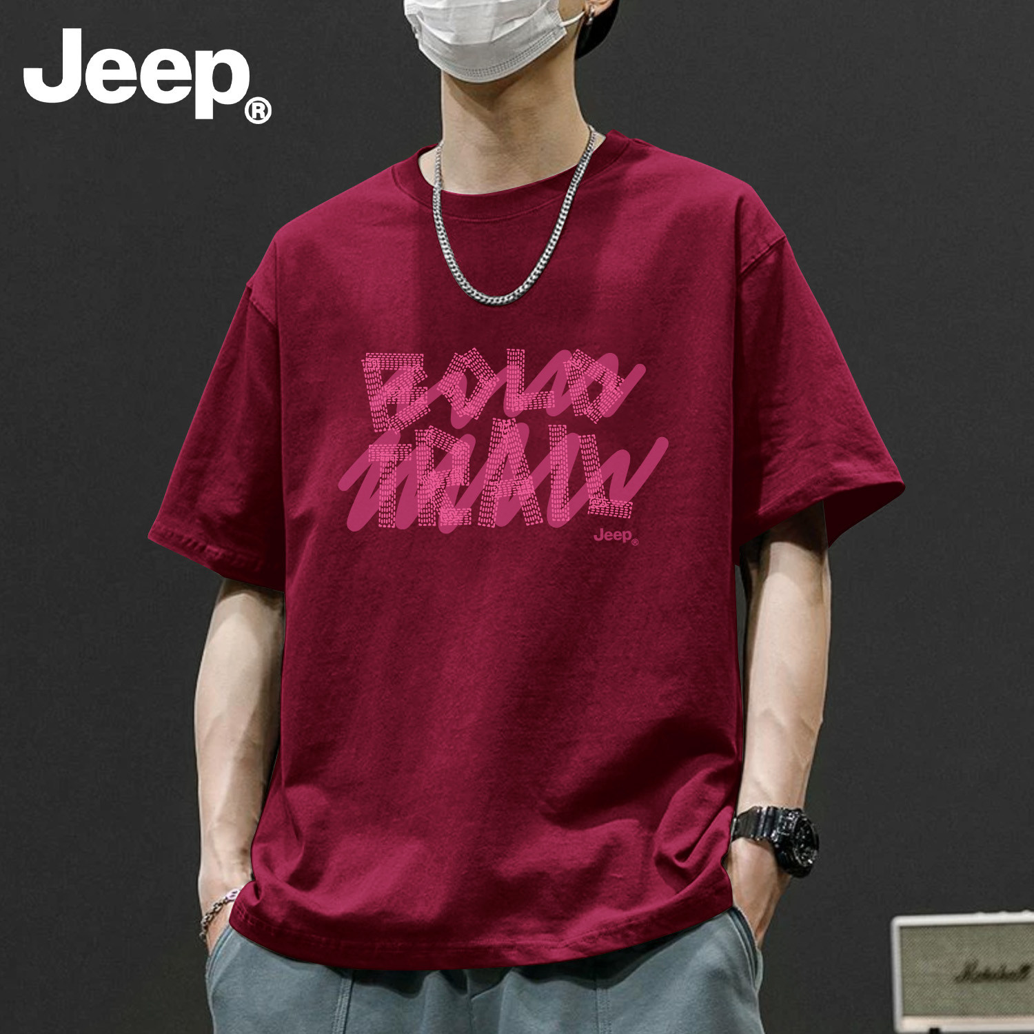 Jeep吉普纯棉美式男士短袖T恤