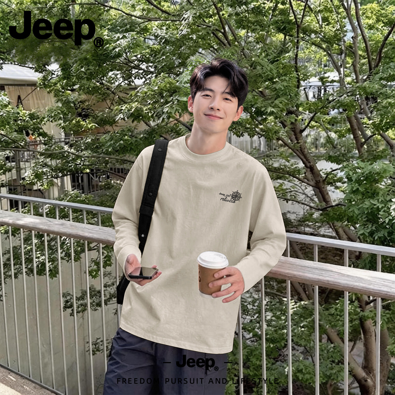 Jeep吉普纯棉长袖T恤2026秋新