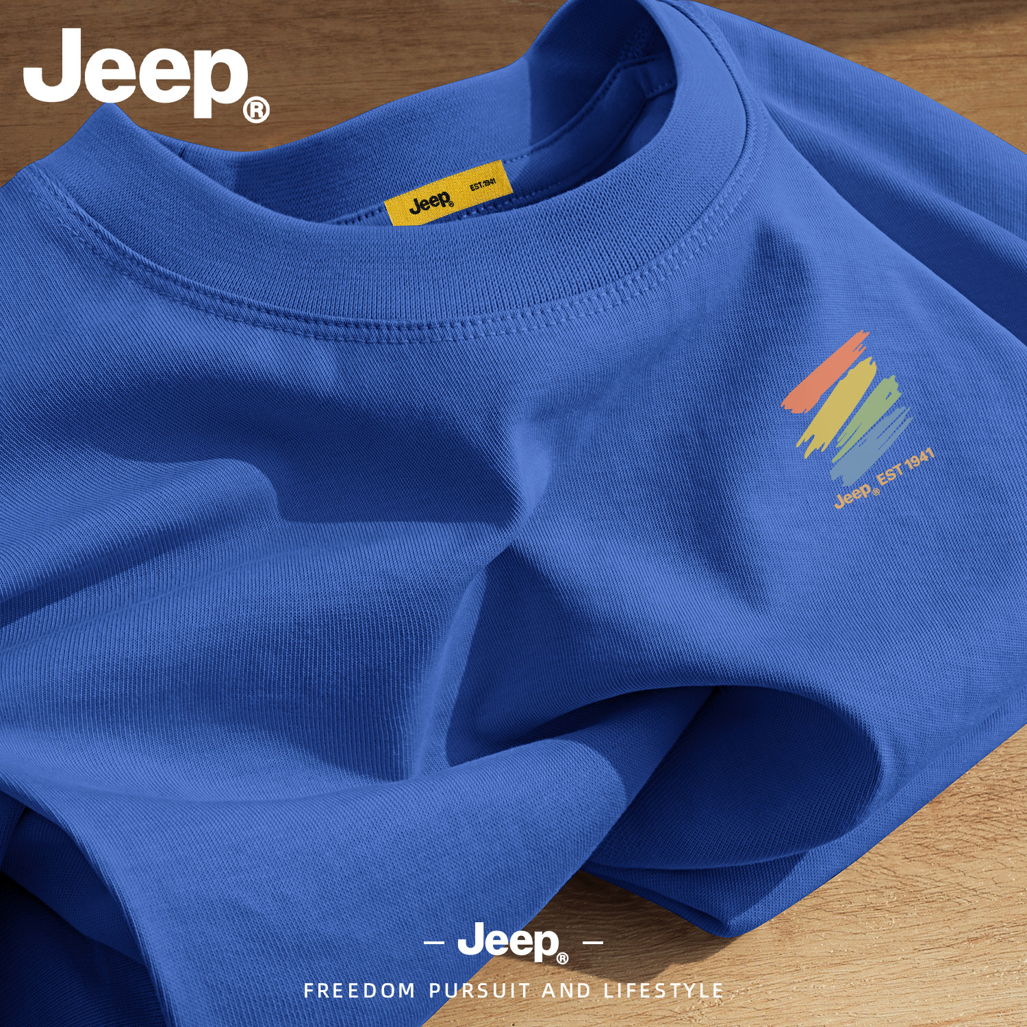 Jeep纯棉短袖t恤男2026新款爸爸夏季官方衣服宽松休闲青少年男装