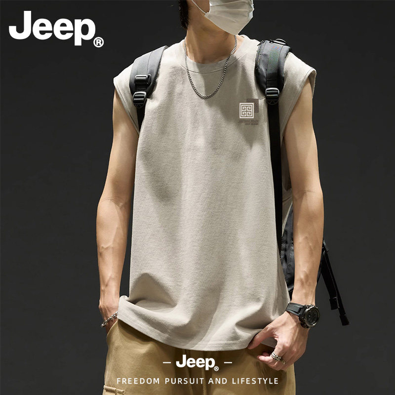 Jeep吉普纯棉背心宽松百搭套头无袖内搭夏季新款2026马甲男款T恤