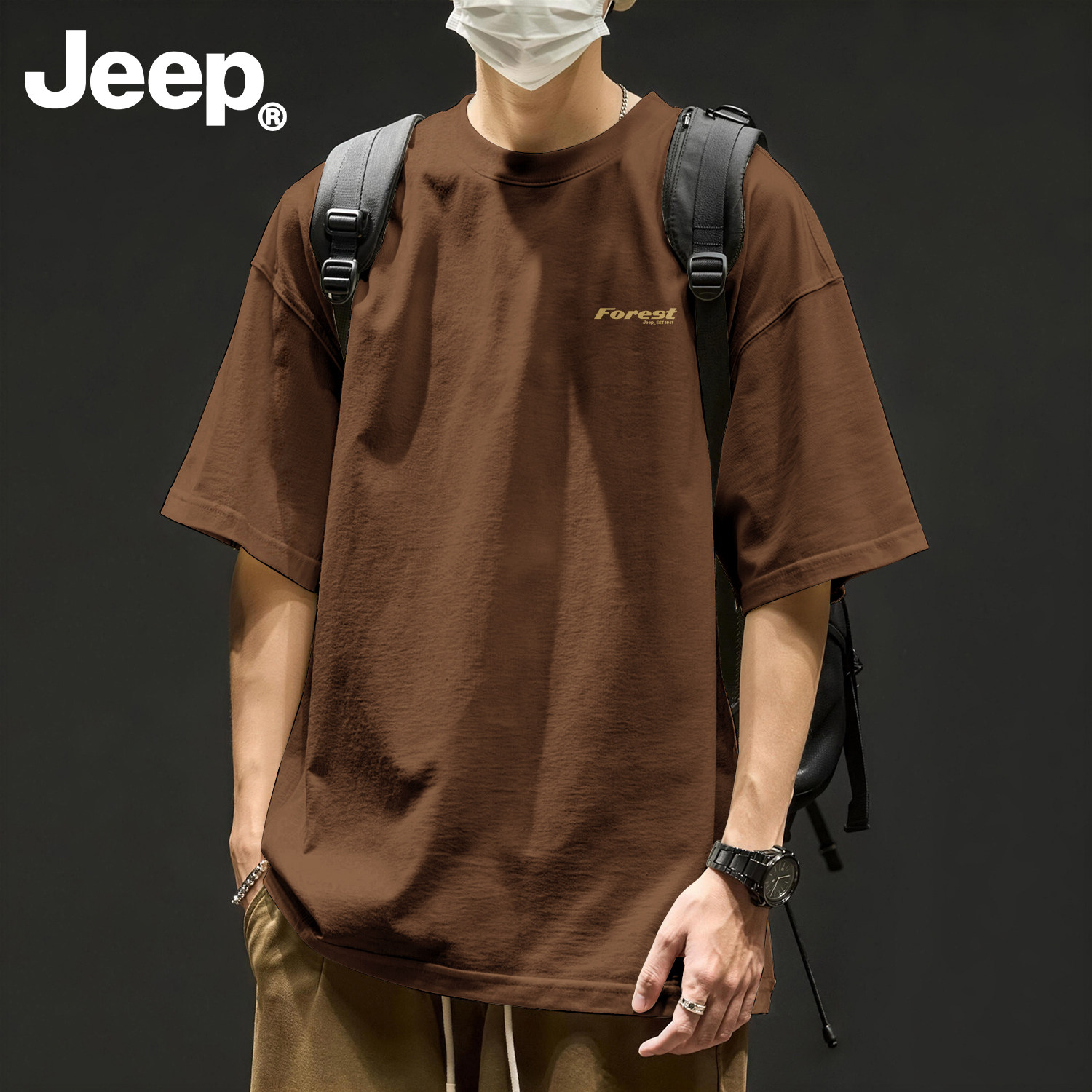 Jeep吉普美式纯棉短袖T恤男