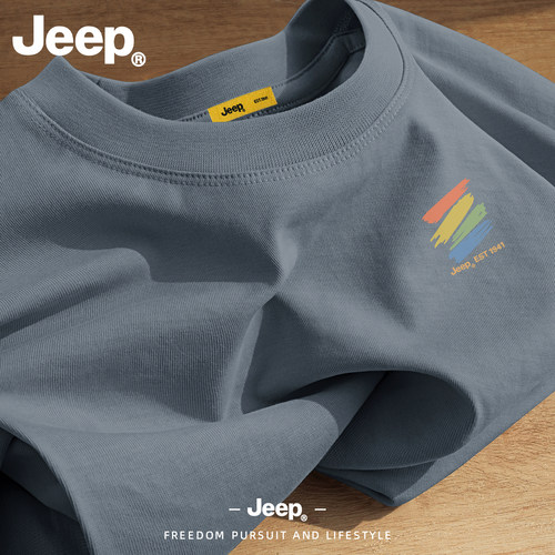 Jeep纯棉短袖t恤男2026新款爸爸夏季官方衣服休闲宽松青少年男装