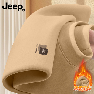 Jeep吉普上衣男款德绒新款半高领双面绒男装潮流保暖秋冬男士衣服