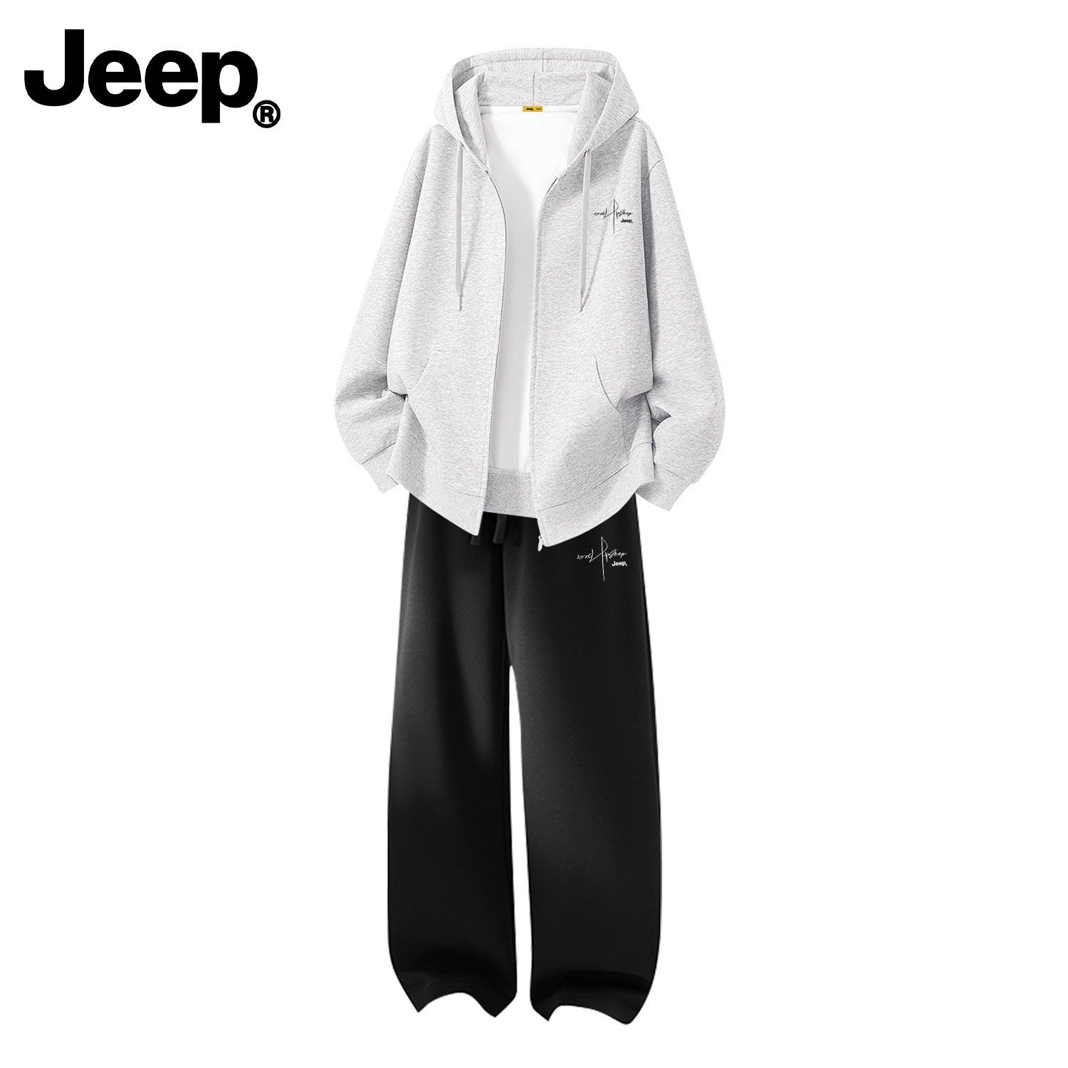 Jeep连帽拉链卫衣套装男秋季潮