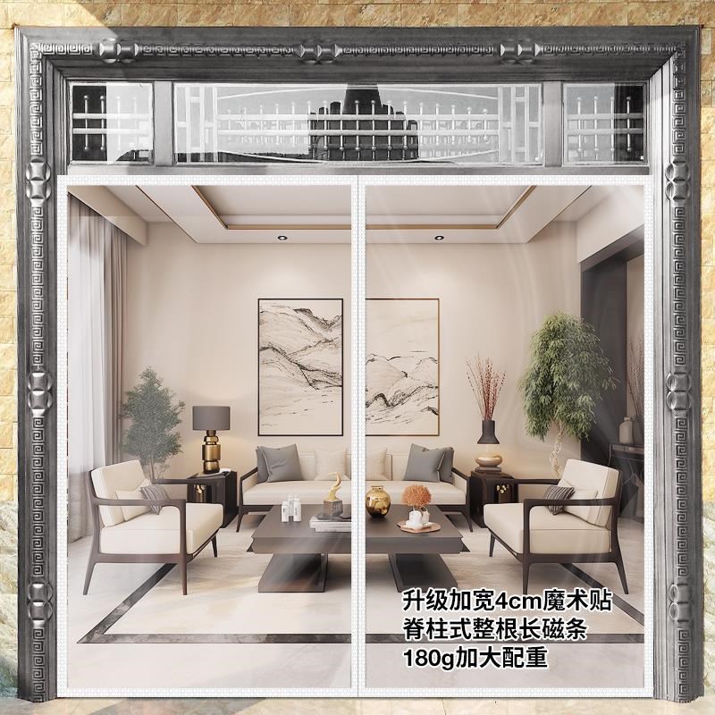 【大门专用】透明防走冷气门帘免打孔隔断空调挡风帘子厨房防油烟