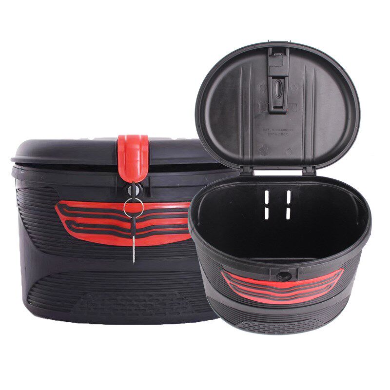 电动自行车车篮带锁塑料车筐带盖车篮子自行车配件防尘