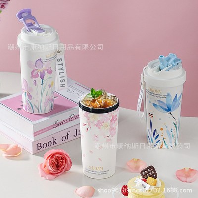 【非涂层】真陶瓷内胆咖啡杯大容量高颜值新款现代简约清新水杯子