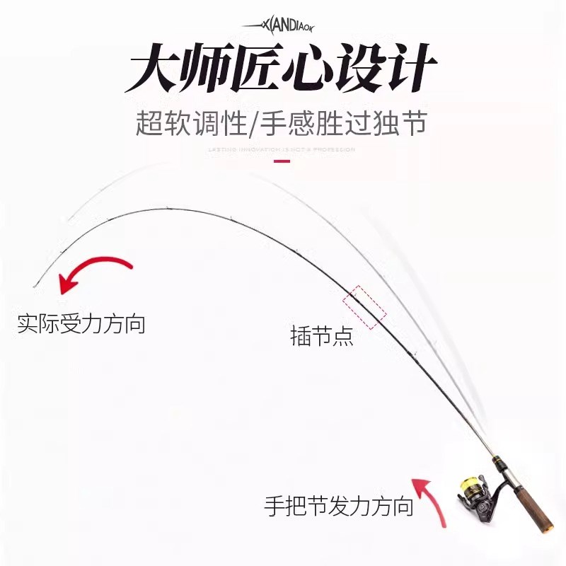 微物路亚竿ul弹射快调超软超轻超细实木鱼竿马口竿白条青稍溪流杆