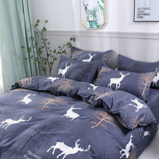 四件套床品纯棉全棉被套1米8床五八5一床单1.5床上三2米x2米3男士