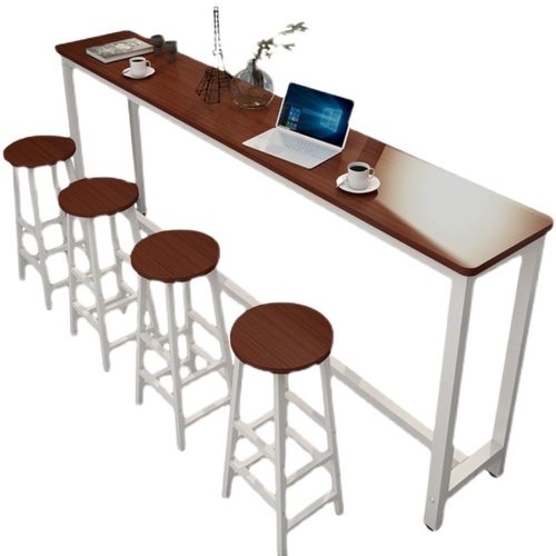 墙吧台桌圆角商用高脚桌长方形简易餐桌奶茶店桌家用长条桌窄桌子