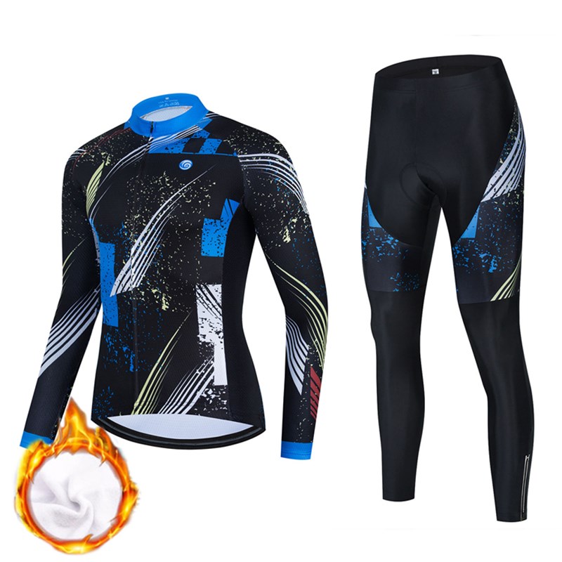 长袖骑行服抓绒套装定制 订做 秋冬加绒加大码加肥自行车单车服男