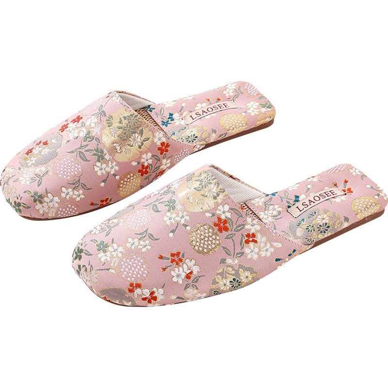 刺绣亚麻凉拖鞋女夏季包头室内家用不沾灰牛筋底可外穿中国风布艺