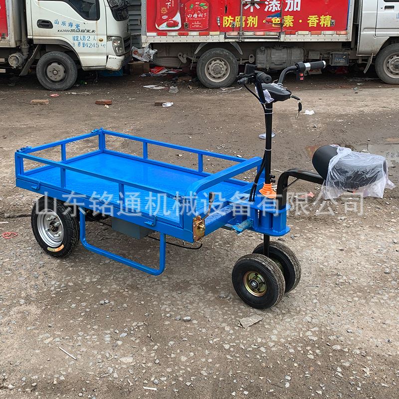 倒骑驴电动平板车 座驾式四轮拉货车 物流平板车实心胎结构紧凑