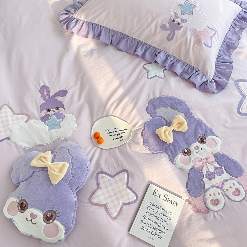 公主风四件套床单被套100全棉女孩儿童床上用品卡通少女冬季