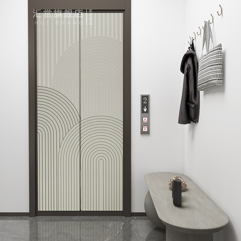 法式电梯门贴纸高级入户门一梯一户装饰贴膜改色加厚温馨移门贴画