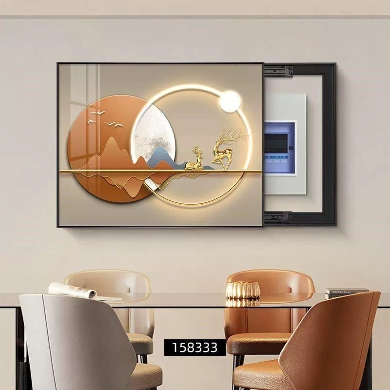 电表箱装饰画新款可推拉免打孔简约客厅配电箱电闸总开关遮挡挂画