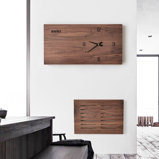 长方形 胡桃木 电表箱装饰画横版加长遮挡箱长款遮电箱的挂钟定制