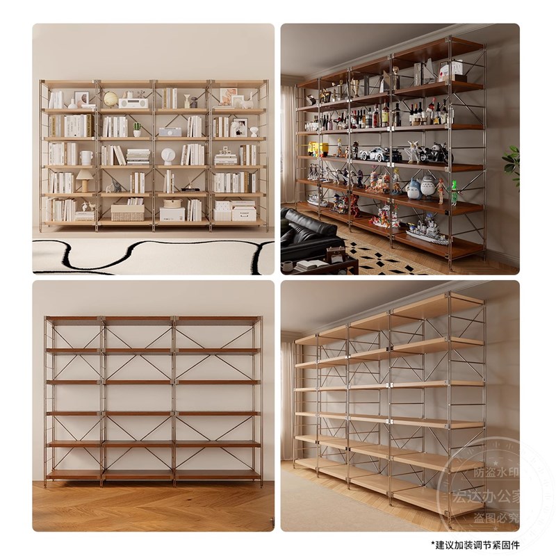 日式置物架落地光轴客厅多层收纳层架子厨房微波炉置物架阳台展示