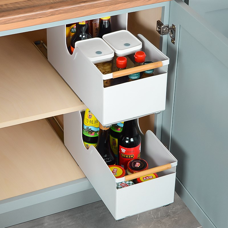 厨房调味料置物架抽拉式极窄拉篮橱柜内部改造抽屉夹缝超深柜收纳