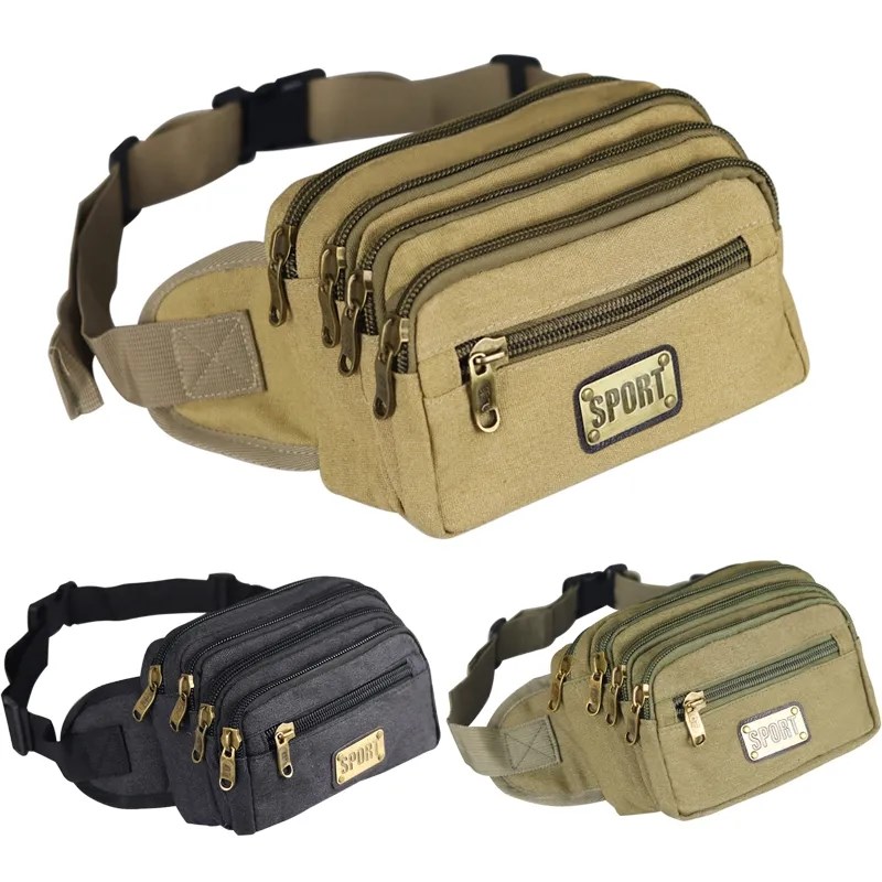 D19帆布腰包男女多功能大容量收钱包生意包运动新款实用耐磨挎包