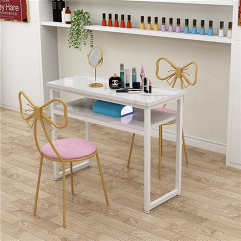 网红简约日式经济型单人双人美甲台美甲桌套装美甲椅子