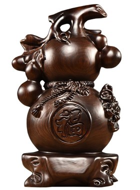 黑檀实木雕刻葫芦摆件客厅家居办公室装饰玄关工艺品摆设开业送礼