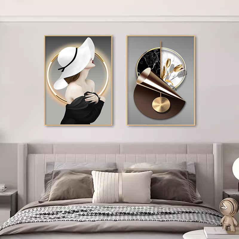 2024新款卧室床头装饰画艺术客厅主卧房间背景墙挂画酒店墙面壁画